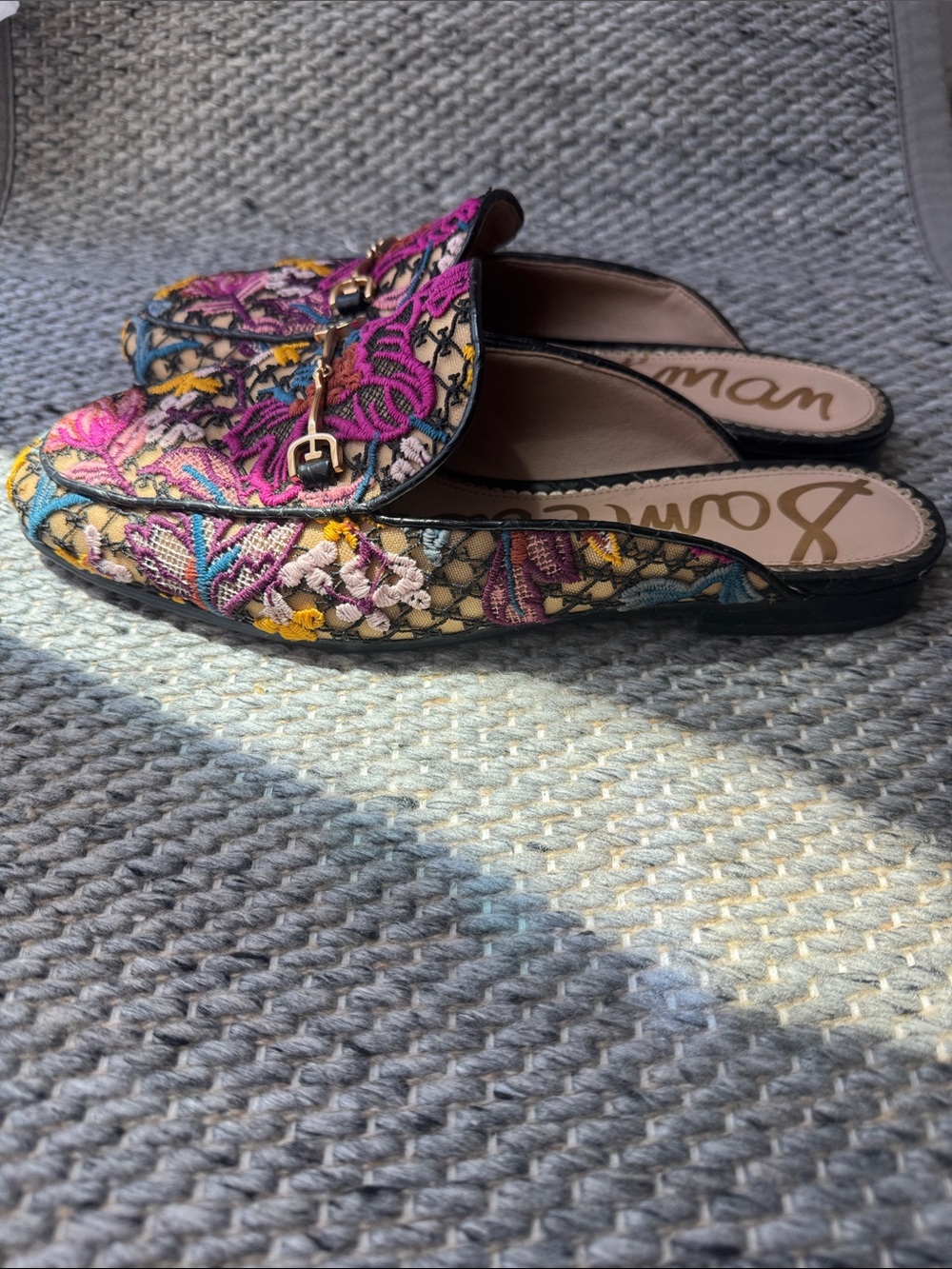 Sam Edelman Linnie Embroidered Floral and Lace Slip-On Mules EUC Sz 9 Multicolor - Picture 4 of 16
